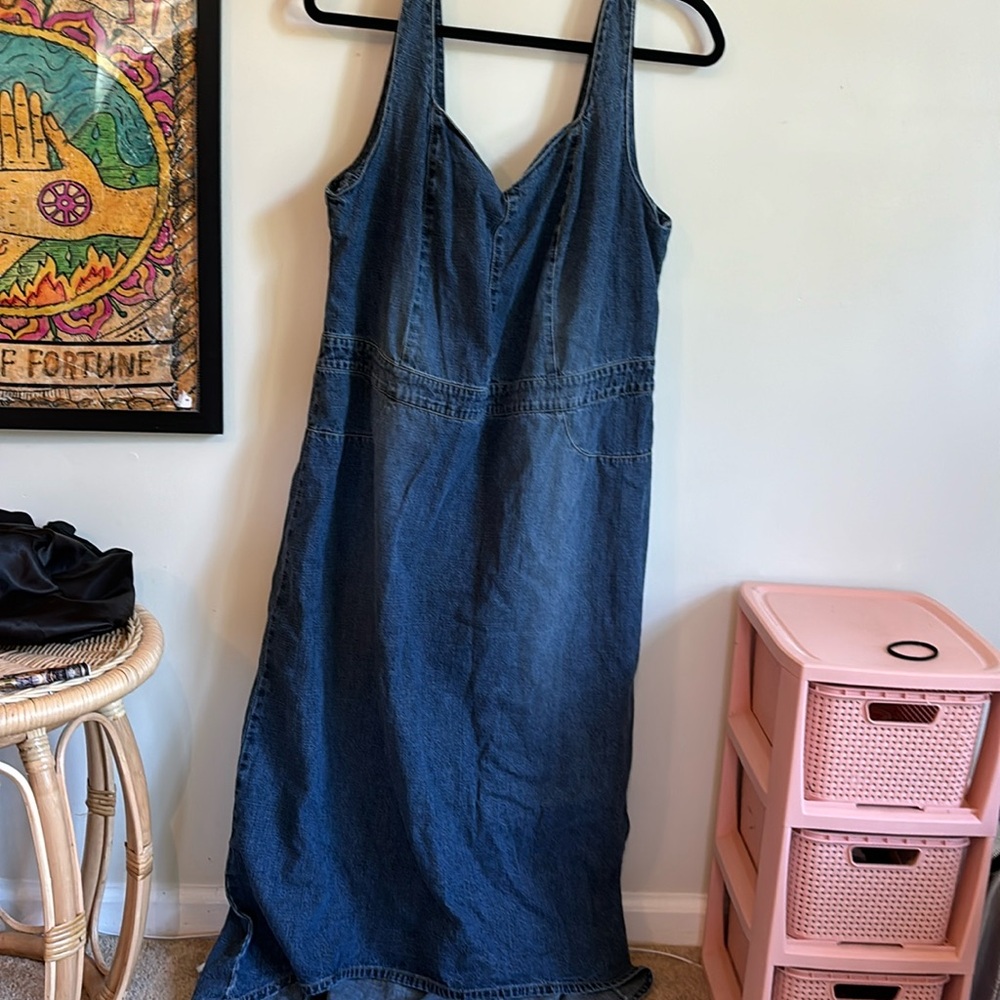 cute jean dress with zipper down the back